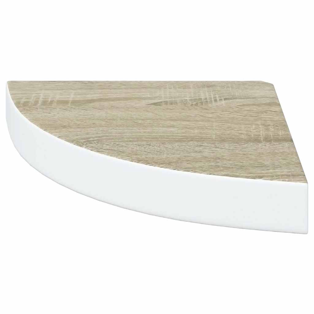 vidaXL Eck-Schweberegal Eichen-Optik und Weiß 25x25x3,8 cm MDF