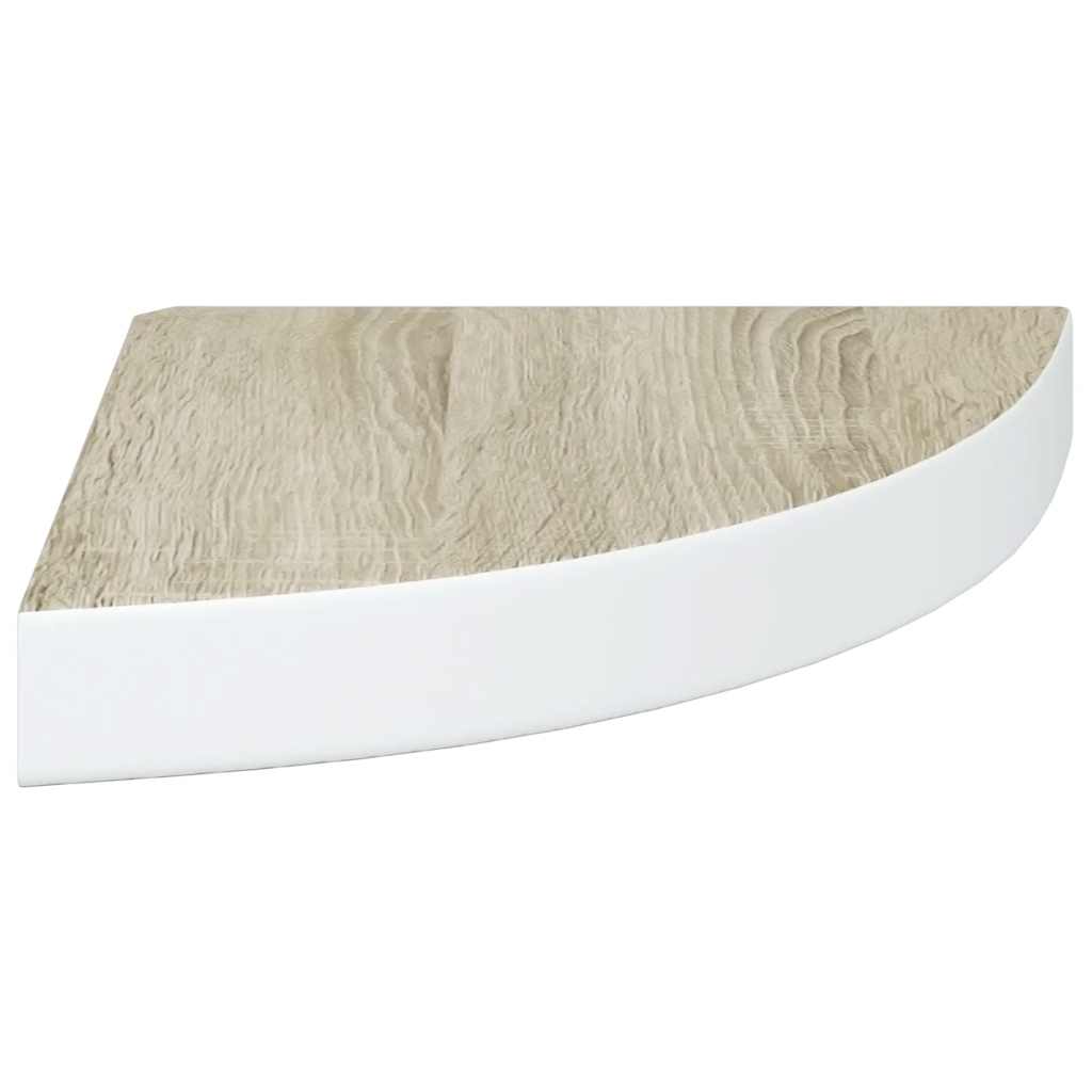 vidaXL Eck-Schweberegal Eichen-Optik und Weiß 25x25x3,8 cm MDF