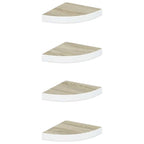 vidaXL Eck-Schweberegale 4 Stk. Eichen-Optik und Weiß 25x25x3,8 cm MDF