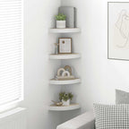 vidaXL Eck-Schweberegale 4 Stk. Eichen-Optik und Weiß 25x25x3,8 cm MDF