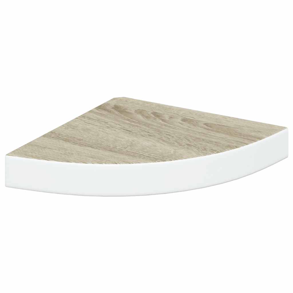 vidaXL Eck-Schweberegale 4 Stk. Eichen-Optik und Weiß 25x25x3,8 cm MDF