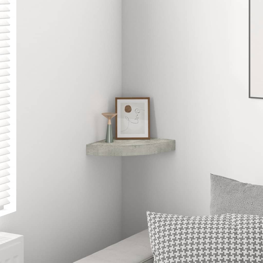 vidaXL Eck-Schweberegal Betongrau 25x25x3,8 cm MDF