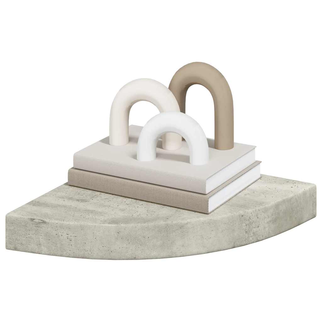 vidaXL Eck-Schweberegal Betongrau 25x25x3,8 cm MDF