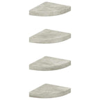 vidaXL Eck-Schweberegale 4 Stk. Betongrau 25x25x3,8 cm MDF