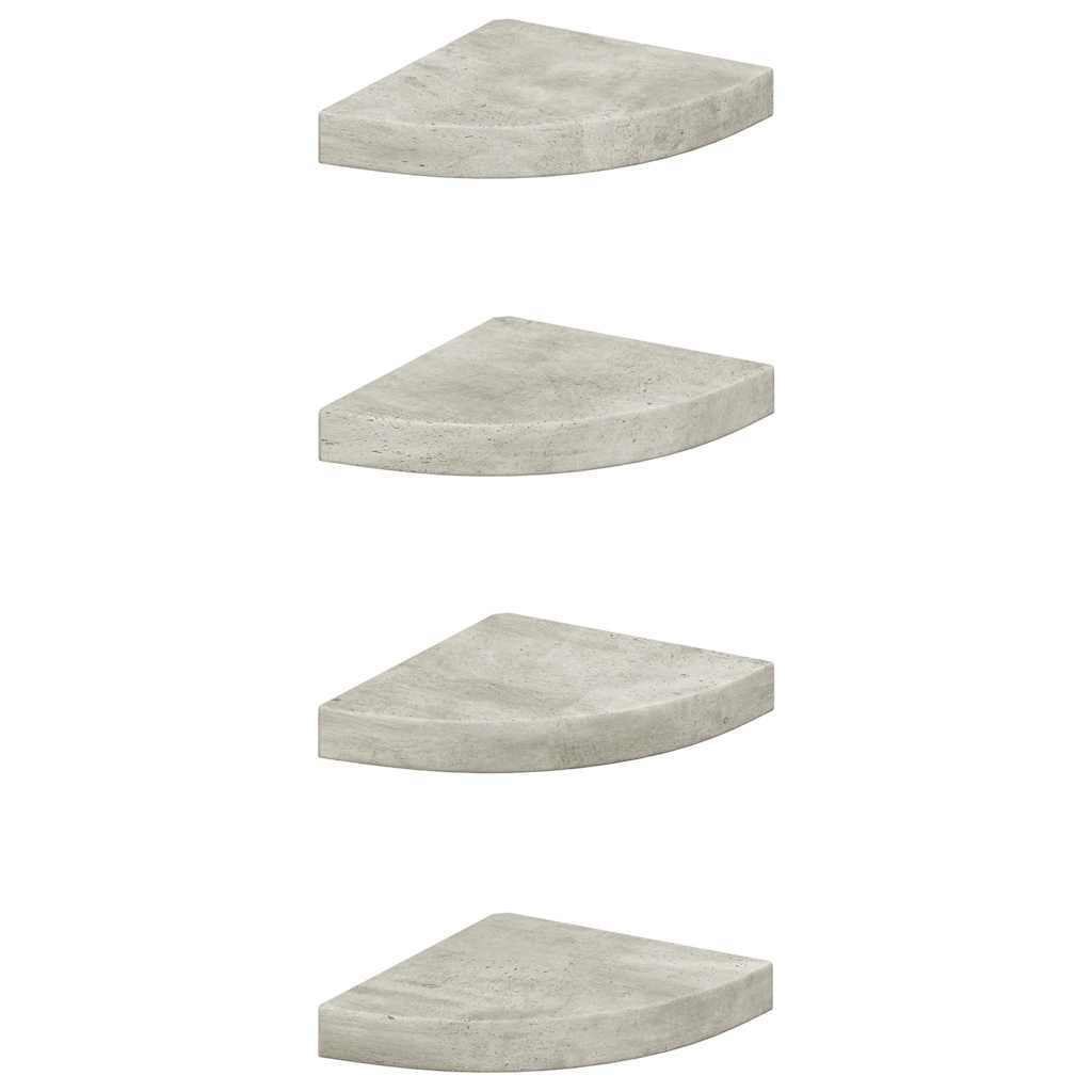 vidaXL Eck-Schweberegale 4 Stk. Betongrau 25x25x3,8 cm MDF