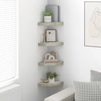 vidaXL Eck-Schweberegale 4 Stk. Betongrau 25x25x3,8 cm MDF