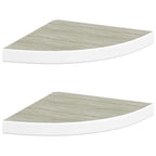vidaXL Eck-Schweberegale 2 Stk. Eichen-Optik und Weiß 35x35x3,8 cm MDF