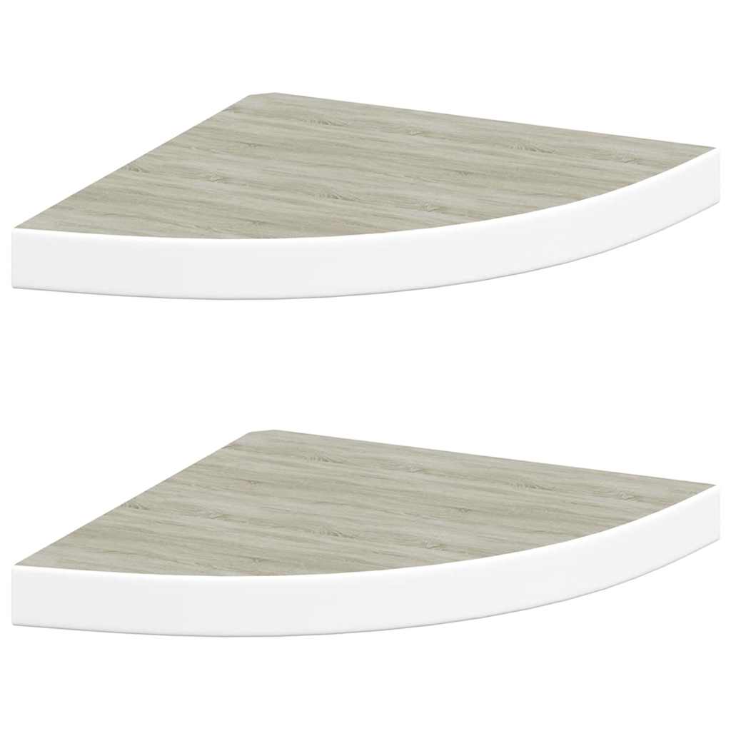 vidaXL Eck-Schweberegale 2 Stk. Eichen-Optik und Weiß 35x35x3,8 cm MDF