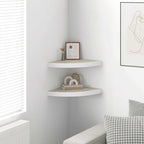vidaXL Eck-Schweberegale 2 Stk. Eichen-Optik und Weiß 35x35x3,8 cm MDF