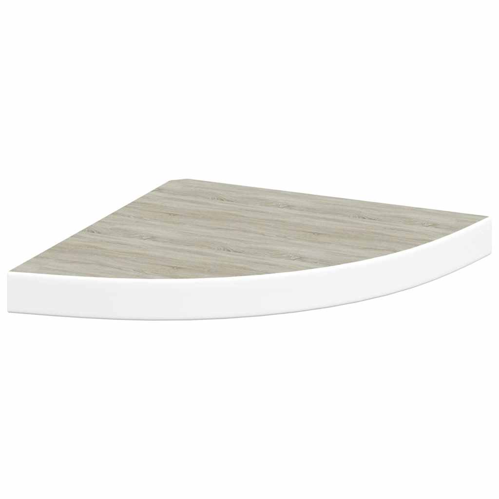 vidaXL Eck-Schweberegale 2 Stk. Eichen-Optik und Weiß 35x35x3,8 cm MDF