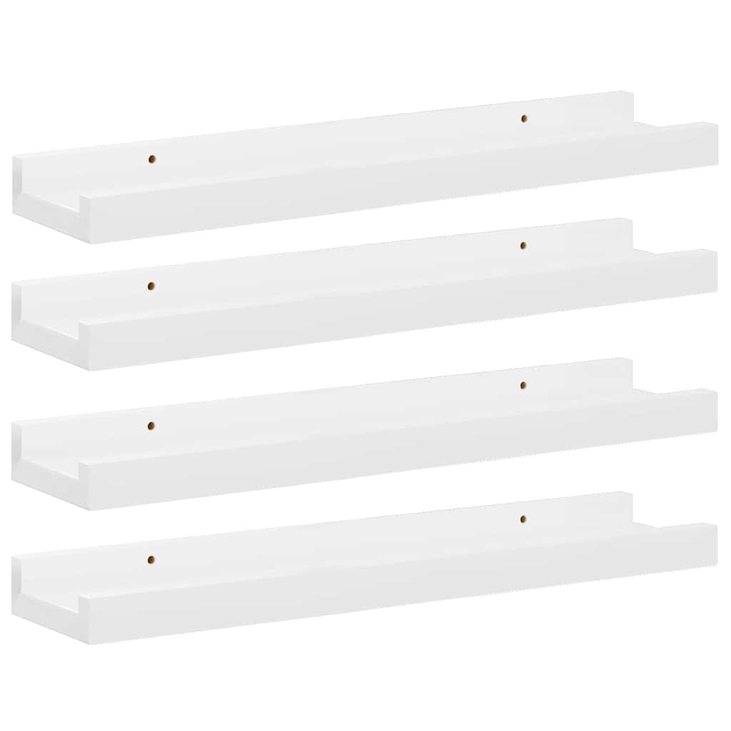 vidaXL Wandregale 4 Stk. Hochglanz-Weiß 40x9x3 cm