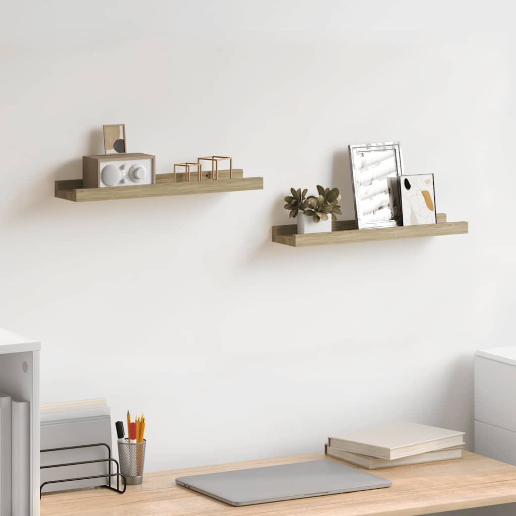 vidaXL Wandregale 2 Stk. Sonoma-Eiche 40 x 9 x 3 cm