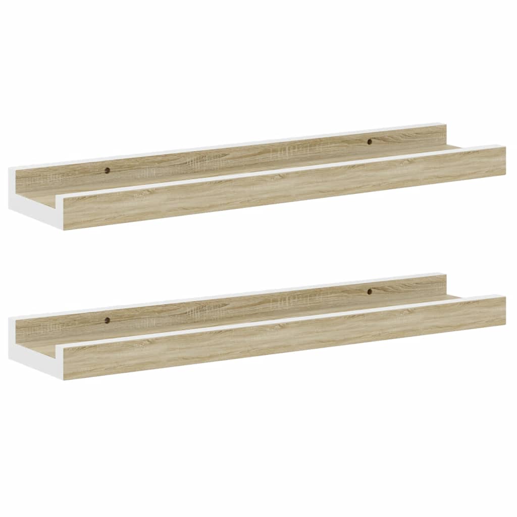 vidaXL Wandregale 2 Stk. Weiß und Sonoma-Eiche 40x9x3 cm