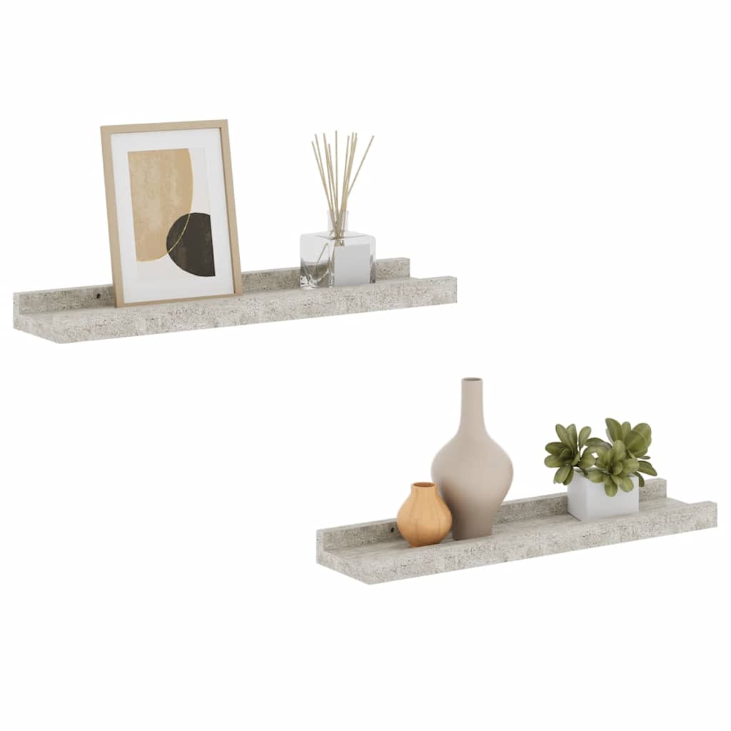 vidaXL Wandregale 2 Stk. Betongrau 40x9x3 cm