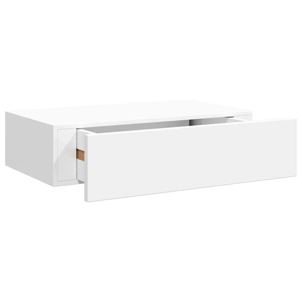 vidaXL Wandregal mit Schublade Weiß 40x23,5x10 cm MDF
