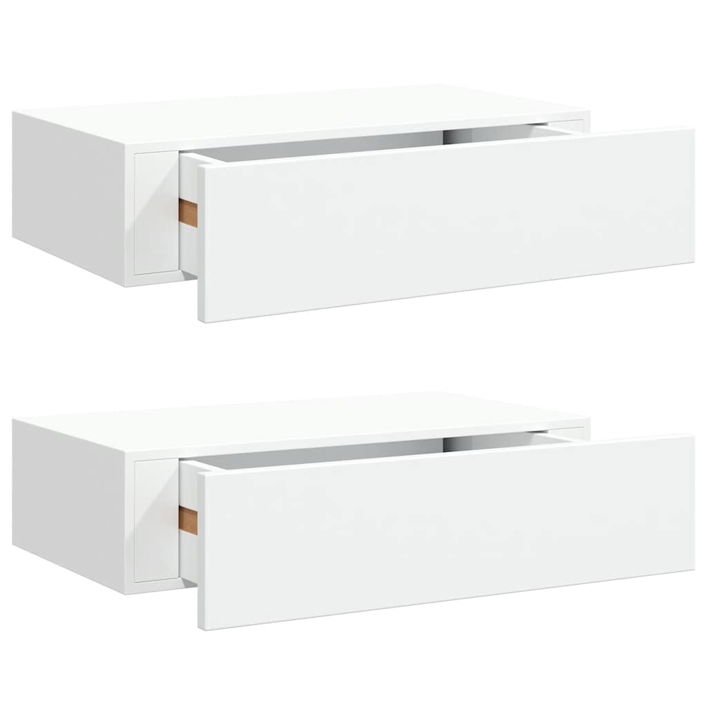 vidaXL Wandregale mit Schubladen 2 Stk. Weiß 40x23,5x10 cm MDF