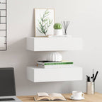 vidaXL Wandregale mit Schubladen 2 Stk. Weiß 40x23,5x10 cm MDF