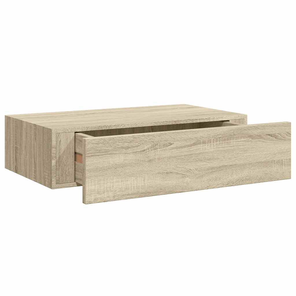 vidaXL Wandregale mit Schubladen 2 Stk. Eichen-Optik 40x23,5x10 cm MDF