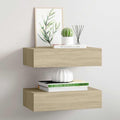 vidaXL Wandregale mit Schubladen 2 Stk. Eichen-Optik 40x23,5x10 cm MDF