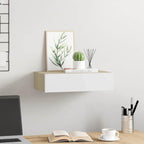 vidaXL Wandmontiertes Schubladenregal Eiche und Weiß 40 x 23,5 x 10 cm MDF