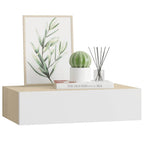 vidaXL Wandmontiertes Schubladenregal Eiche und Weiß 40 x 23,5 x 10 cm MDF