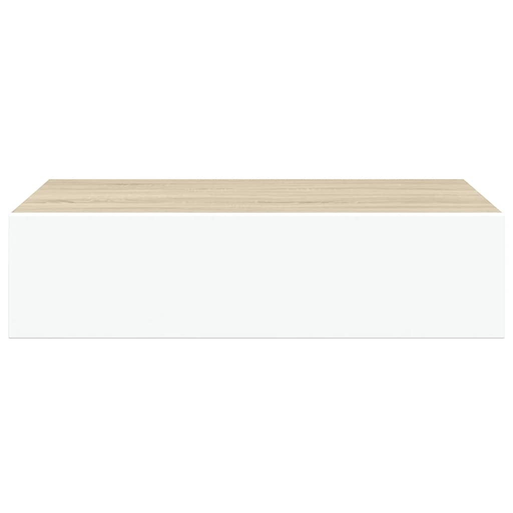 vidaXL Wandmontiertes Schubladenregal Eiche und Weiß 40 x 23,5 x 10 cm MDF