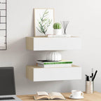 vidaXL Wandregale mit Schubladen 2 Stk. Eichen-Optik Weiß 40x23,5x10cm