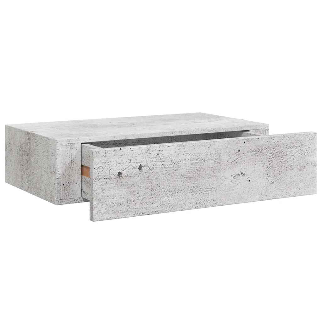 vidaXL Wandregal mit Schublade Betongrau 40x23,5x10 cm MDF
