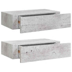 vidaXL Wandregale mit Schubladen 2 Stk. Betongrau 40x23,5x10 cm MDF
