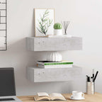 vidaXL Wandregale mit Schubladen 2 Stk. Betongrau 40x23,5x10 cm MDF