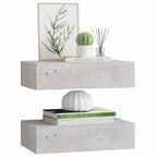 vidaXL Wandregale mit Schubladen 2 Stk. Betongrau 40x23,5x10 cm MDF