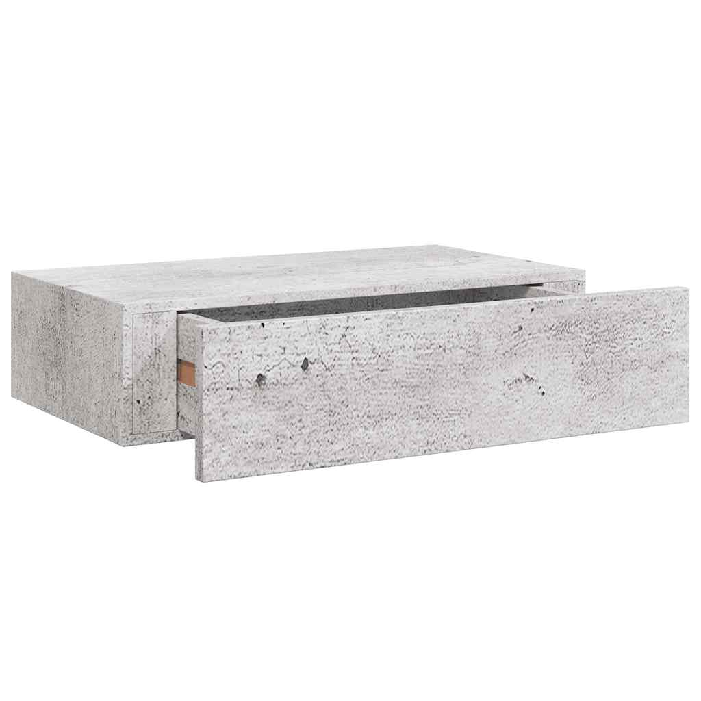 vidaXL Wandregale mit Schubladen 2 Stk. Betongrau 40x23,5x10 cm MDF