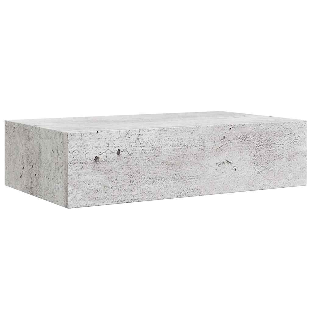 vidaXL Wandregale mit Schubladen 2 Stk. Betongrau 40x23,5x10 cm MDF