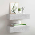 vidaXL Wandregale mit Schubladen 2 Stk. Betongrau 40x23,5x10 cm MDF