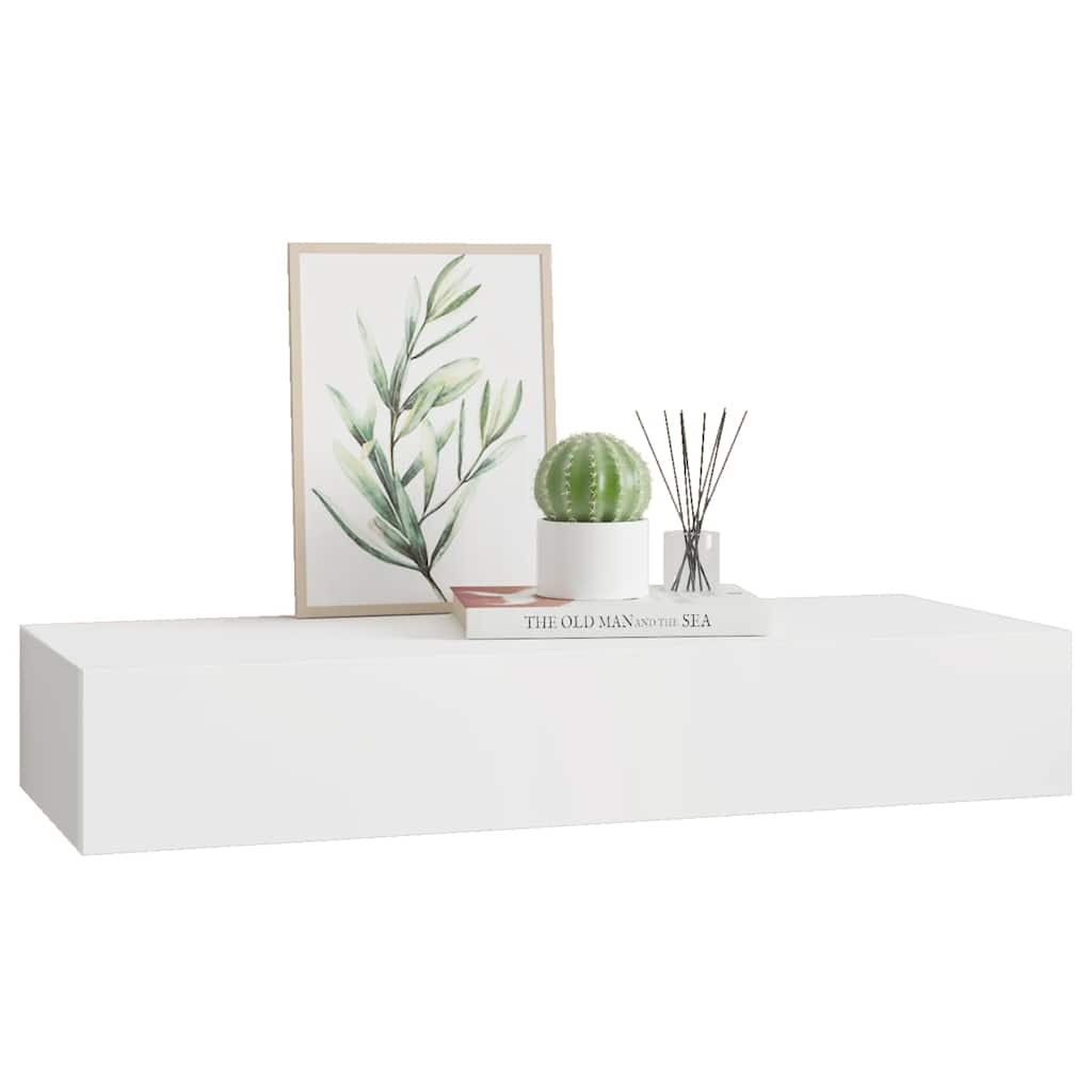 vidaXL Wandregal mit Schublade Weiß 60x23,5x10 cm MDF