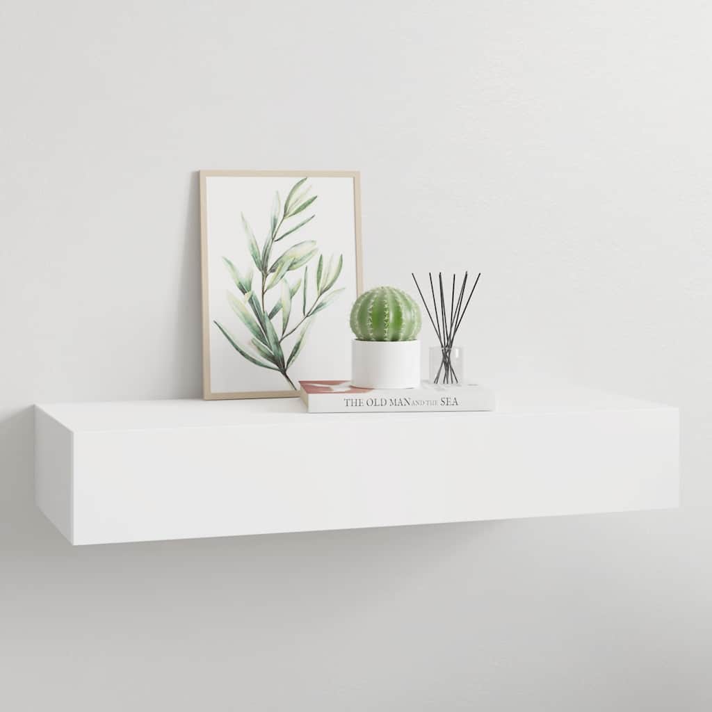 vidaXL Wandregal mit Schublade Weiß 60x23,5x10 cm MDF