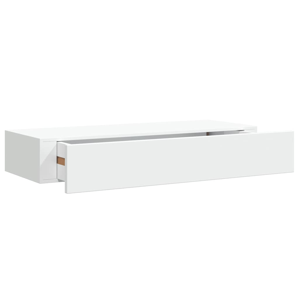 vidaXL Wandregale mit Schubladen 2 Stk. Weiß 60x23,5x10 cm MDF