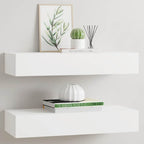 vidaXL Wandregale mit Schubladen 2 Stk. Weiß 60x23,5x10 cm MDF