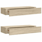 vidaXL Wandregale mit Schubladen 2 Stk. Eichen-Optik 60x23,5x10 cm MDF