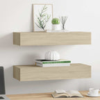 vidaXL Wandregale mit Schubladen 2 Stk. Eichen-Optik 60x23,5x10 cm MDF