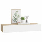 vidaXL Wandmontiertes Schubladenregal Eiche und Weiß 60 x 23,5 x 10 cm MDF
