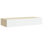 vidaXL Wandmontiertes Schubladenregal Eiche und Weiß 60 x 23,5 x 10 cm MDF