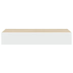 vidaXL Wandmontiertes Schubladenregal Eiche und Weiß 60 x 23,5 x 10 cm MDF