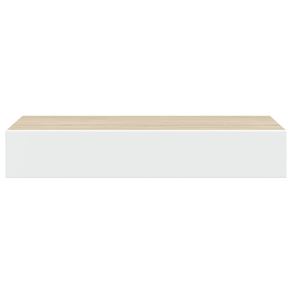 vidaXL Wandmontiertes Schubladenregal Eiche und Weiß 60 x 23,5 x 10 cm MDF