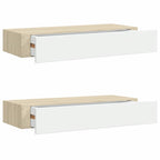 vidaXL Wandschubladenregale 2 Stk. Eiche und Weiß 60x23,5x10cm MDF