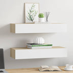 vidaXL Wandschubladenregale 2 Stk. Eiche und Weiß 60x23,5x10cm MDF