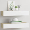 vidaXL Wandschubladenregale 2 Stk. Eiche und Weiß 60x23,5x10cm MDF