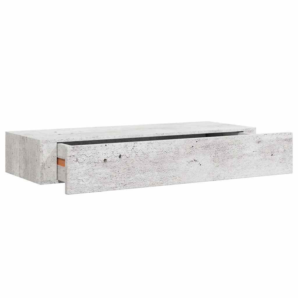vidaXL Wandregal mit Schublade Betongrau 60x23,5x10 cm MDF