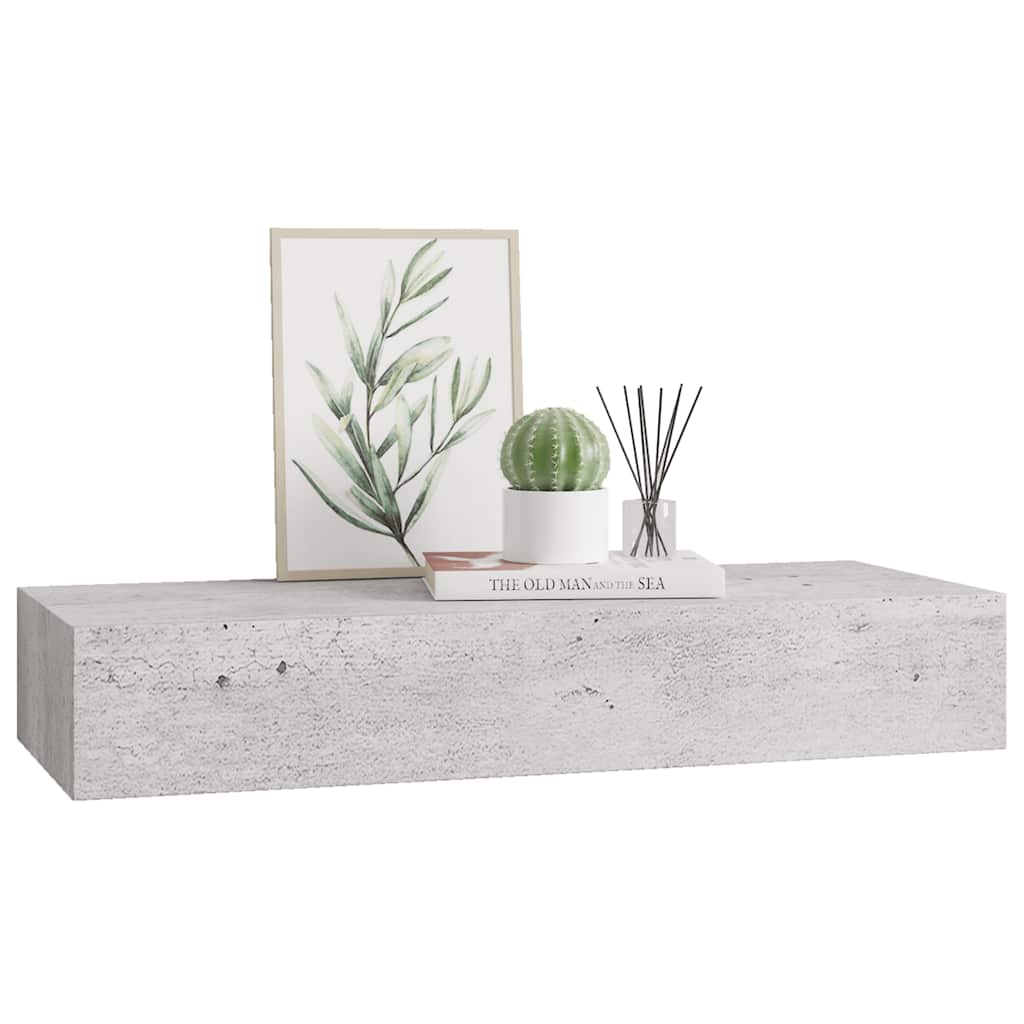 vidaXL Wandregal mit Schublade Betongrau 60x23,5x10 cm MDF