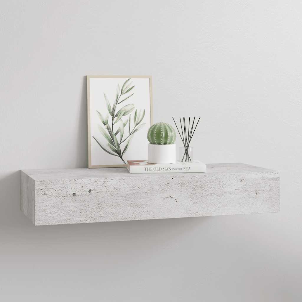 vidaXL Wandregal mit Schublade Betongrau 60x23,5x10 cm MDF